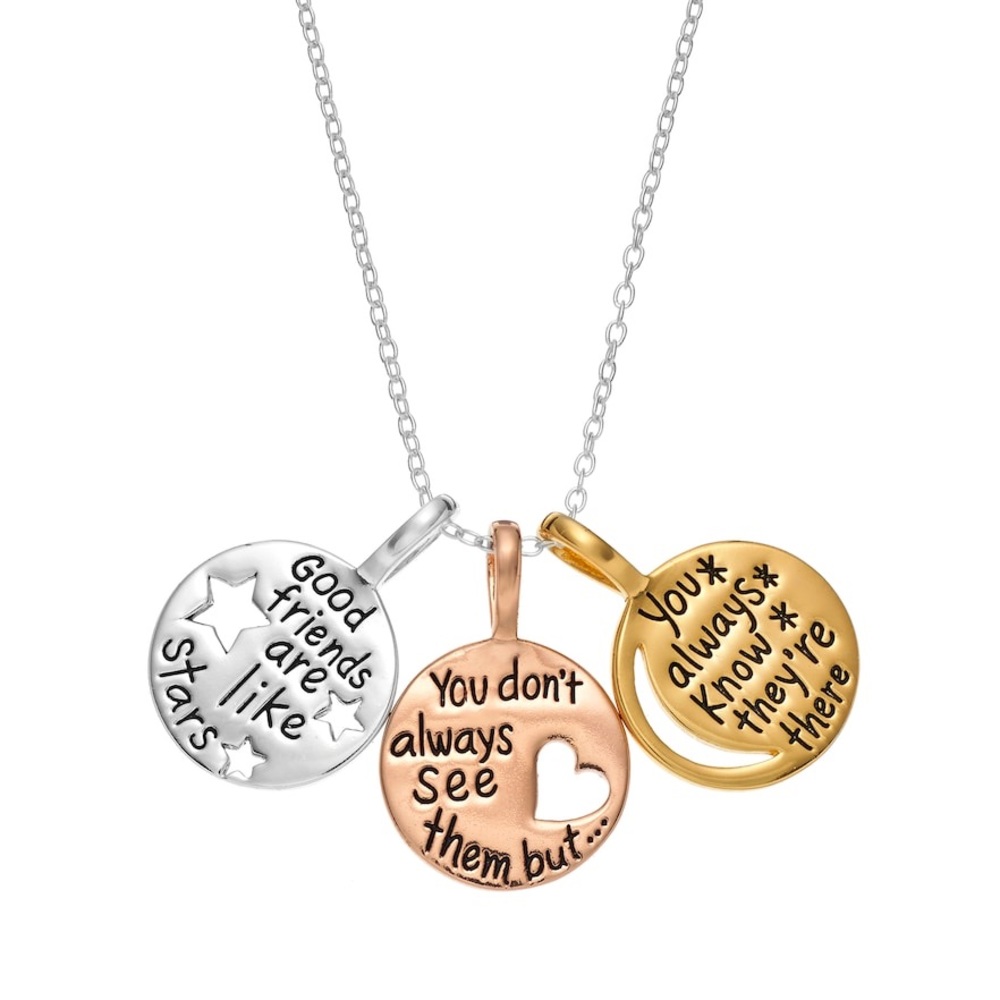 Tri-tone Sterling Silver “BFF” Pendant Necklace